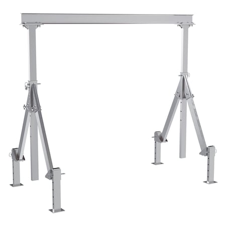 Vestil Aluminum Adjustable Height Gantry Crane w/Adjustable Leveling Option 10ft. x 10 ft. 2K Silver AHA-2-10-10-ALO